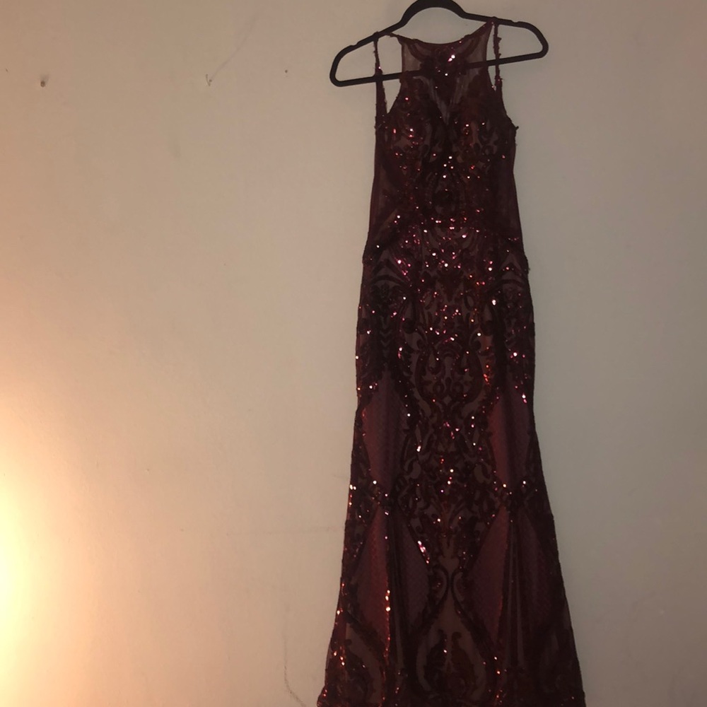 Beautiful maroon sequin evening gown
